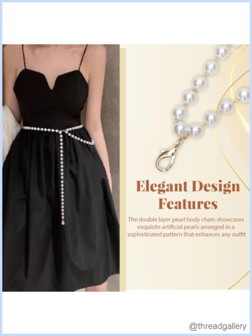 Pearl Waist Chain Belt Adjustable Body Jewelry for Women Dresses Concerts
